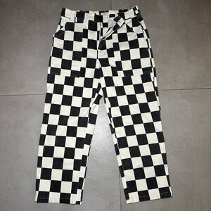 P&Co Checkerboard Pants Womens US 10 Short 304 Service Fatigues Canvas Punk Rock